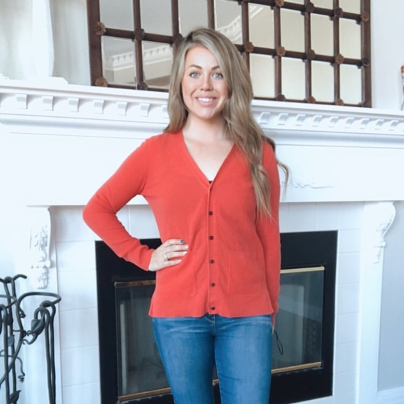 Madewell Sweaters - MADEWELL Orange Knitted Button Cardigan XS